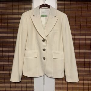 Banana Republic Womens Blazer Jacket Sz 4 Wool Blend Cream Holiday 2008